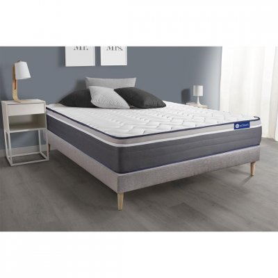 ACTISOM Matelas + sommier 90x200 ressorts ensach&eacute;s et m&eacute;moire de forme  - Actiflex plus