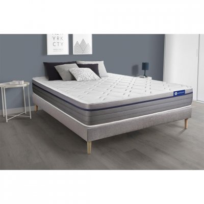 ACTISOM Matelas + sommier 90x200 ressorts ensach&eacute;s et m&eacute;moire de forme  - Actiflex zen