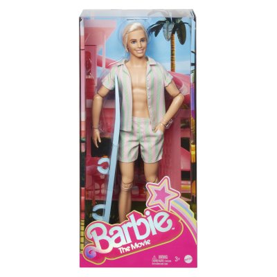 BARBIE Mattel  The Movie poup&eacute;e Ken Wearing Pastel Striped Beach Match