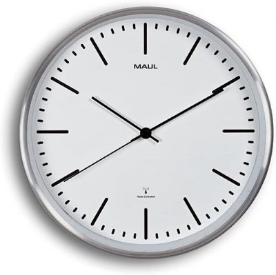 MAUL Horloge murale/horloge radio pilot&eacute;e MAULfly, blanc