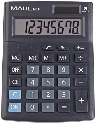 MAUL  MC 8 Calculatrice de bureau noir Ecran: 8 &agrave; pile(s), solaire