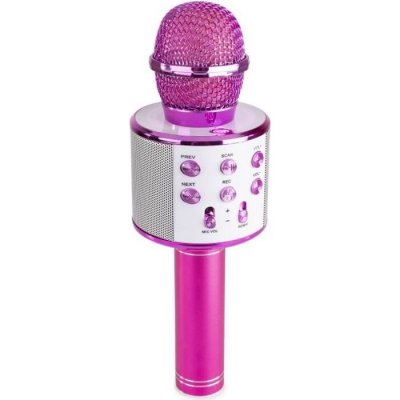 GENERIQUE Max KM01 Micro de karaok&eacute; 2-en-1 : enceinte Bluetooth & lecteur multim&eacute;dia - Rose 