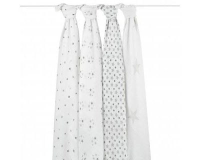 ADEN+ANAIS Maxi-lange lot de 4 twinkle &eacute;toiles grises Aden et Ana&iuml;s