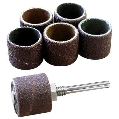GENERIQUE Maxicraft 89799 Jeu de 6 tambours abrasifs &oslash; 15 mm grain 60 avec tige support, Marron