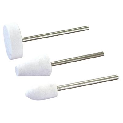 GENERIQUE Maxicraft 89839 Jeu de 3 feutres &agrave; polir sur tige - disque, conique et ogive Blanc