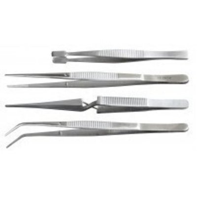 MAXICRAFT  90975 Jeu de 5 pinces brucelles courtes 110/130 mm - formes assorties, Argent