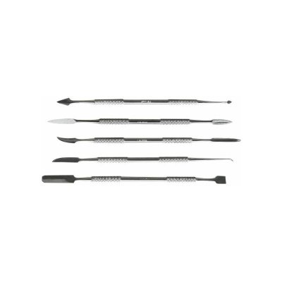MAXICRAFT  90989 Jeu de 5 brunissoirs en acier inoxydable avec manche stri&eacute;, Argent