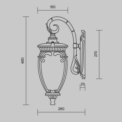 MAYTONI  Fleur Lanterne Murale d'Ext&eacute;rieur Bronze Antique, IP44