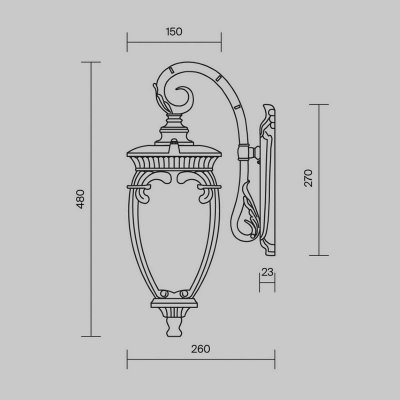 MAYTONI  Fleur Lanterne murale d'ext&eacute;rieur noire avec or, IP44
