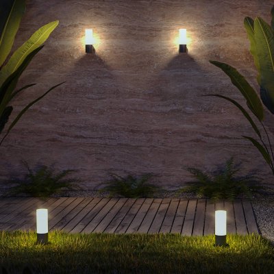 MAYTONI  Lighting -  Willis Pi&eacute;destal ext&eacute;rieur gris clair, IP54