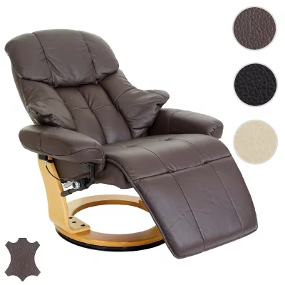 MENDLER MCA fauteuil relax Calgary 2, fauteuil de t&eacute;l&eacute;vision, cuir, charge 150kg ~ marron, nature