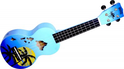 MAHALO MD1HABUB - Ukulele Soprano Finition &Icirc;les Hawa&iuml; Bleu Brillant + Housse