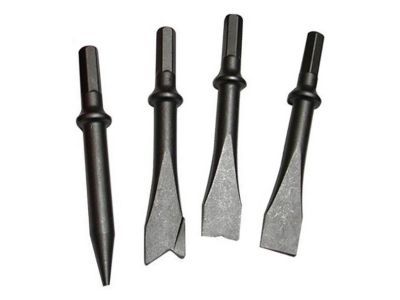 MECAFER  - jeu de 4 burins &agrave; queue hexagonale (2 ronds et 2 plats)