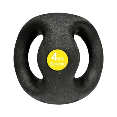 SPORTI FRANCE M&eacute;decine ball &agrave; double poign&eacute;es  - noir/jaune