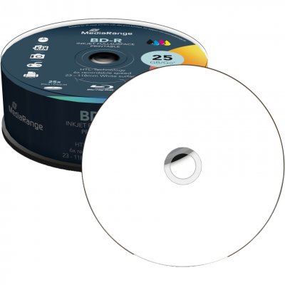 MEDIARANGE  - 25 x BD-R - 25 Go 6x - surface imprimable par jet d'encre - spindle