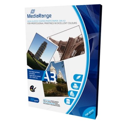 MEDIARANGE  MRINK109 Papier photo A3 50 feuilles 200 g/m&sup2; Brillant Blanc
