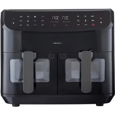 MEDION  LIFE P20 Double 8,7 L 2600 W Friteuse d'air chaud Noir - Neuf
