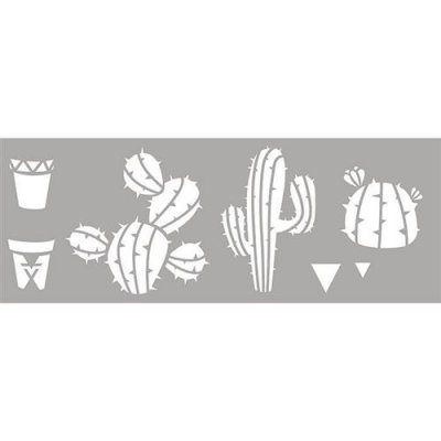 GRAINE CREATIVE MegaCrea Pochoir 15 x 40 cm Cactus - Graine cr&eacute;ative