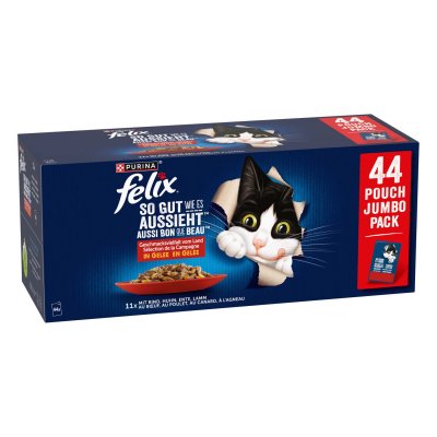 FELIX M&eacute;gapack  ""Tendres Effil&eacute;s"" en gel&eacute;e 132 x 85 g - s&eacute;lection &agrave; la viande