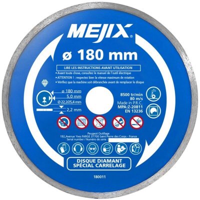 MEJIX  Disque diamant 180 mm, BR 25,4 / 22,2 mm