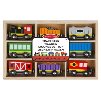 MELISSA & DOUG Melissa & Doug - Wagons de train en bois, 9 pi&egrave;ces