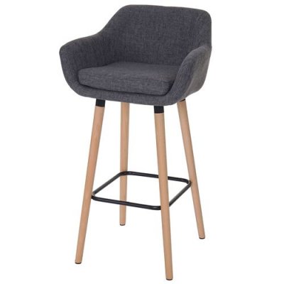 Mendler 2X Tabouret de Bar Malm&ouml; T381 - Tissu, Gris