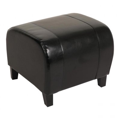 MENDLER  Tabouret Pouf Cuir EMMEN, 39x45x47cm, Noir