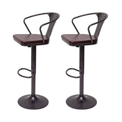 Mendler Tabourets HWC-H10b - 2x Noir-Marron