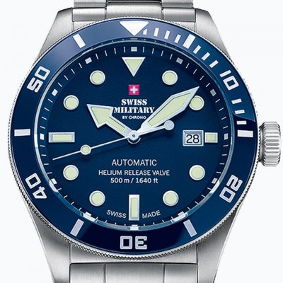 SWISS MILITARY BY CHRONO Mens Watch  Sma34075.02, Automatic, 44mm, 50atm
