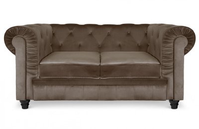 COTECOSY Menzzo A605V2 Contemporain Canap&eacute; 2 Places Bois/Velours Taupe 80 x 157 x 72 cm