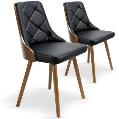 MENZZO Lot de 2 chaises scandinaves Lalix Bois Noisette et Noir