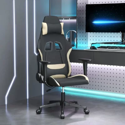 VIDAXL Mercatoxl - Chaise de jeu de massage Noir et cr&egrave;me Tissu