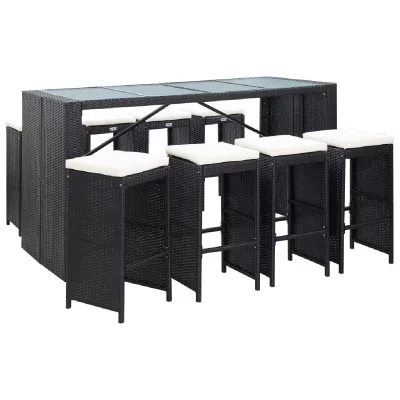 Mercatoxl - Ensemble de bar d'ext&eacute;rieur 9 pcs R&eacute;sine tress&eacute;e Noir