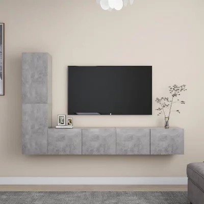 VIDAXL Mercatoxl - Ensemble de meuble tv 4 pcs Gris b&eacute;ton Agglom&eacute;r&eacute;