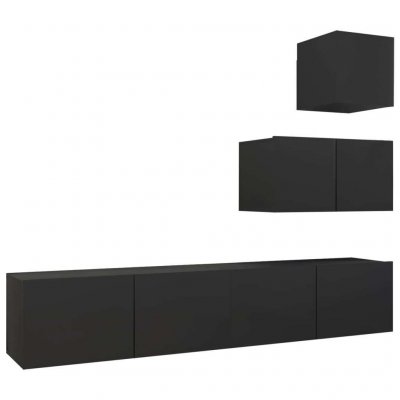 VIDAXL Mercatoxl - Ensemble de meuble tv 4 pcs Noir Agglom&eacute;r&eacute;