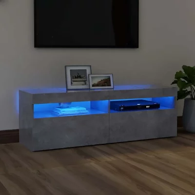 VIDAXL Mercatoxl - Meuble tv avec lumi&egrave;res led gris b&eacute;ton 120x35x40 cm