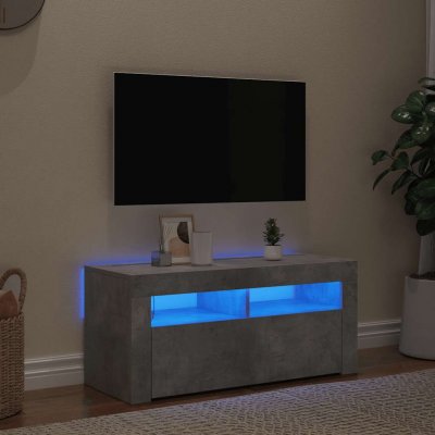 VIDAXL Mercatoxl - Meuble tv avec lumi&egrave;res led gris b&eacute;ton 90x35x40 cm