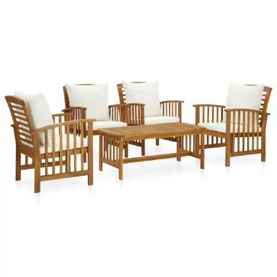 VIDAXL Mercatoxl - Salon de jardin 5 pcs avec coussins Bois d'acacia solide