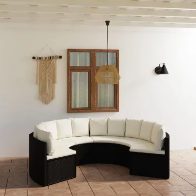VIDAXL Mercatoxl - Salon de jardin 6 pcs avec coussins R&eacute;sine tress&eacute;e Noir