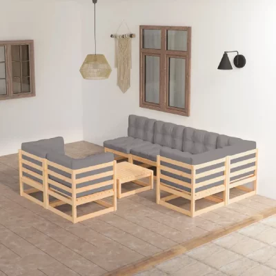 VIDAXL Mercatoxl - Salon de jardin 8 pcs avec coussins Bois de pin massif