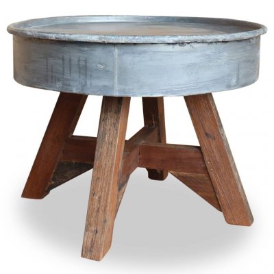 Mercatoxl - Table basse Bois de r&eacute;cup&eacute;ration massif 60 x 45 cm Argent&eacute;