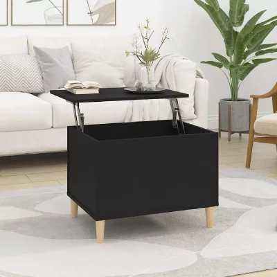 Mercatoxl - Table basse Noir 60x44,5x45 cm Bois d'ing&eacute;nierie