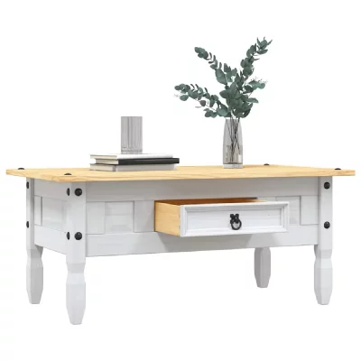 Mercatoxl - Table basse Pin mexicain Gamme Corona Blanc 100x60x45 cm