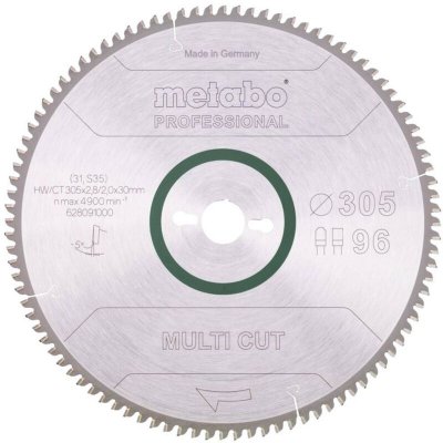 METABO  628091000 - Hoja de sierra metal duro HW/CT Multi Cut 305 x 30 mm dientes 96 FZ/TZ, 5&ordm; neg.