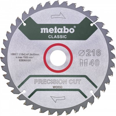 METABO  - lame de scie circulaire classic 216x2.4x30 mm 40 dents wz