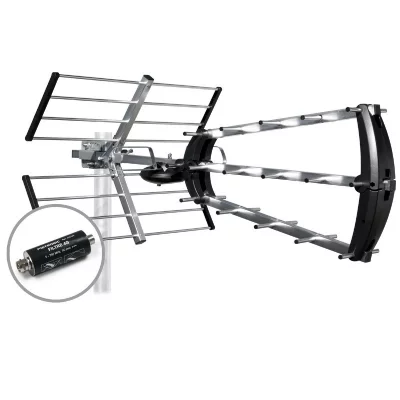 METRONIC  - Antenne d'ext&eacute;rieur trinappe 26 dB avec filtre 4G - Gris