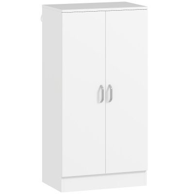 Meuble &Agrave; Chaussures 2 Portes 6 &Eacute;tag&egrave;res Poign&eacute;es Alu Blanc