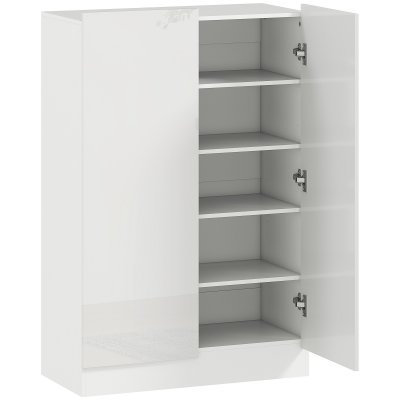 Meuble &agrave; chaussures 20 paires 5&nbsp;niveaux bois blanc brillant