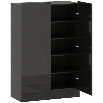 Meuble &agrave; chaussures 20 paires 5&nbsp;niveaux bois noir brillant