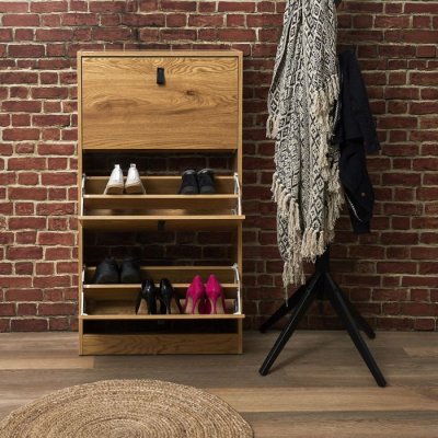 Meuble &agrave; chaussures 3 portes ""abbott"" 117cm naturel
